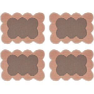 Set of 4 Summers Edge Placemat Set Red Blue Tan Country Picnic Scalloped Striped